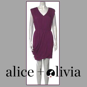 Alice + Olivia Purple Silk Faux Wrap Cocktail Dress (size XS)